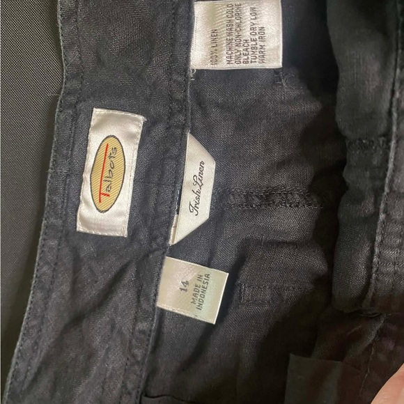 Talbots Black 100% Linen Straight Leg Pants Size 14 Career Minimalist - Picture 5 of 7